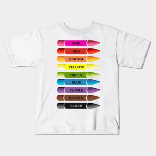 Bright colour crayons pencils. Color names Kids T-Shirt